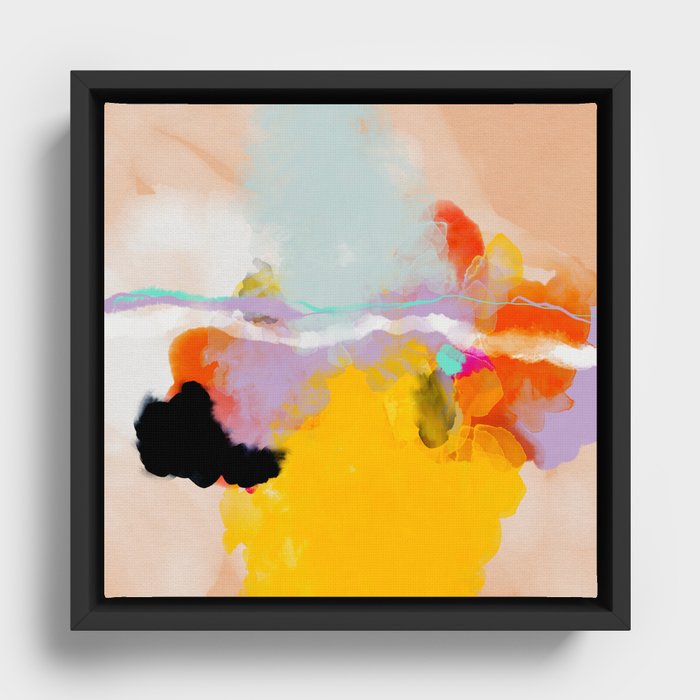 yellow blush abstract Framed Canvas