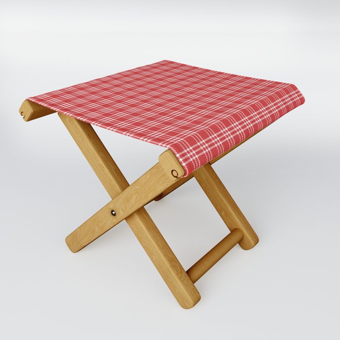 Spring/Summer Farmhouse Style Red Gingham Check Folding Stool