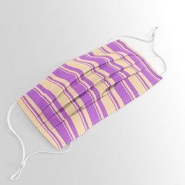 [ Thumbnail: Tan & Orchid Colored Stripes Pattern Face Mask ]