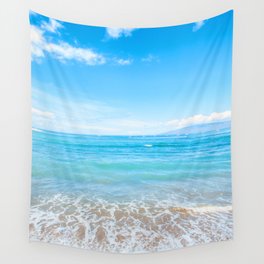 Lahaina Blue Wall Tapestry | Vigorus, Energetic, Waves, Ocean, Summer, Peaceful, Seascape, Photo, Shimmering, Beautiful 
