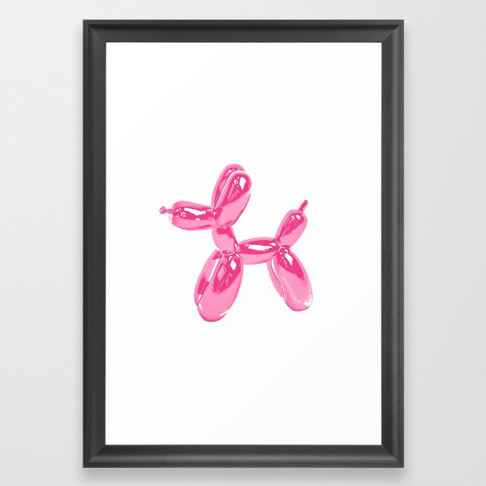 Pink Balloon Dog Pop Art | Kitsch Fun + Cute Framed Art Print
