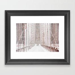 Brooklyn Bridge Snow Framed Art Print