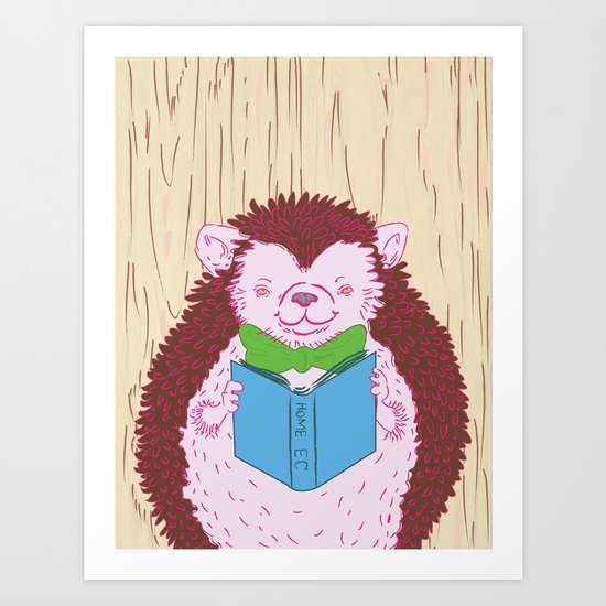 Grab a Book - Home Economics - Hedgehog Love Art Print