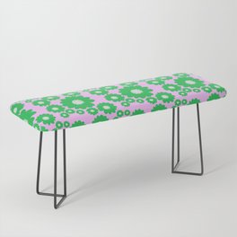 Retro Modern 70’s Green Flowers On Pink Bench