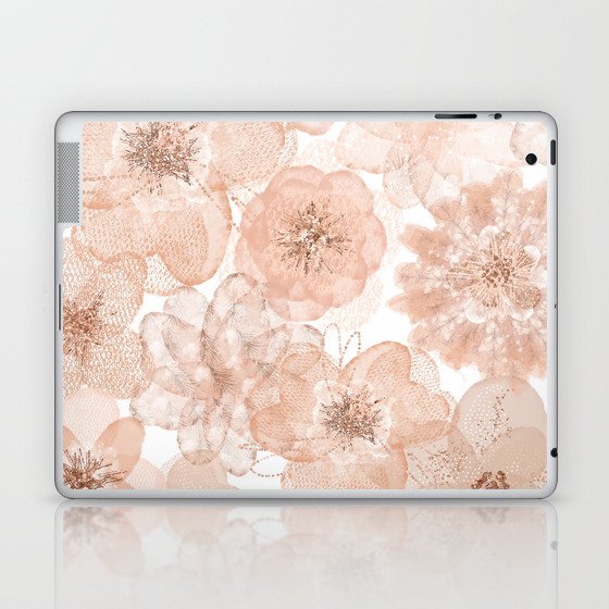 Flowers and Lace- Floral pattern in pink Laptop & iPad Skin