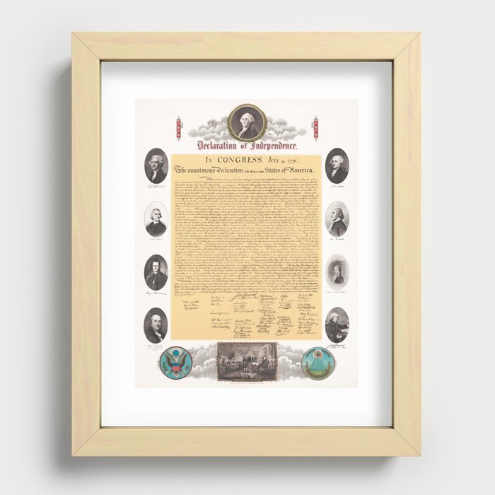Official Facsimile Of The Declaration of Independence - Circa 1903 Recessed Framed Print