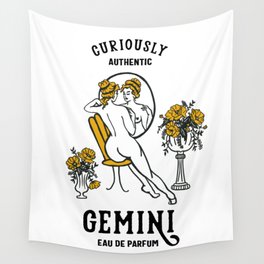 "Gemini Eau De Parfum: Curiously Authentic" Cute Zodiac Inspired Art Wall Tapestry