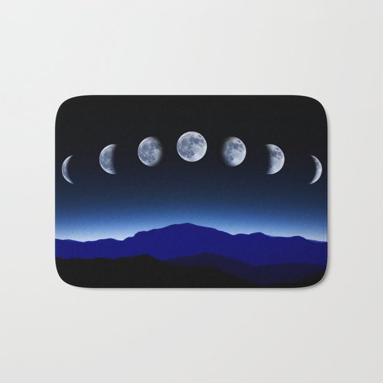 Moon Phases #blue Bath Mat