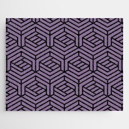 Black and Purple Cube Geometric Pattern Pairs Coloro 2022 Popular Color Lavender Silk 138-48-19 Jigsaw Puzzle