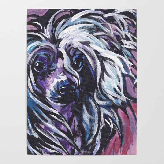 fun CHINESE CRESTED bright colorful Pop Art painting by Lea Poster