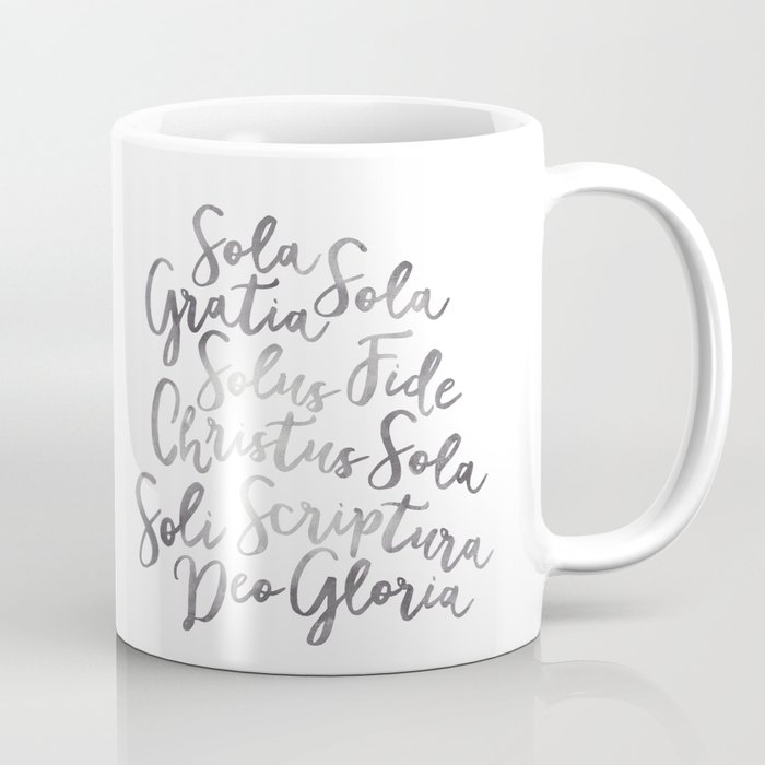 The Five Solas in Gray Coffee Mug