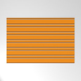 [ Thumbnail: Dark Orange, Brown & Tan Colored Lined/Striped Pattern Welcome Mat ]