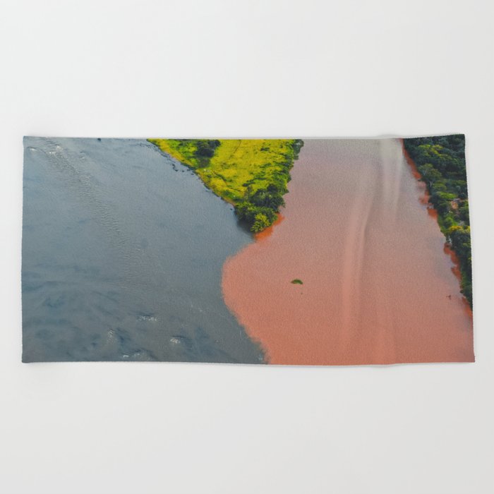Brazil Photography - Splitted River Going Through The Rain Forest Beach Towel