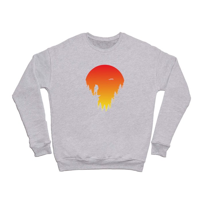 Hiking red sun dawn adventure hiker gifts Crewneck Sweatshirt