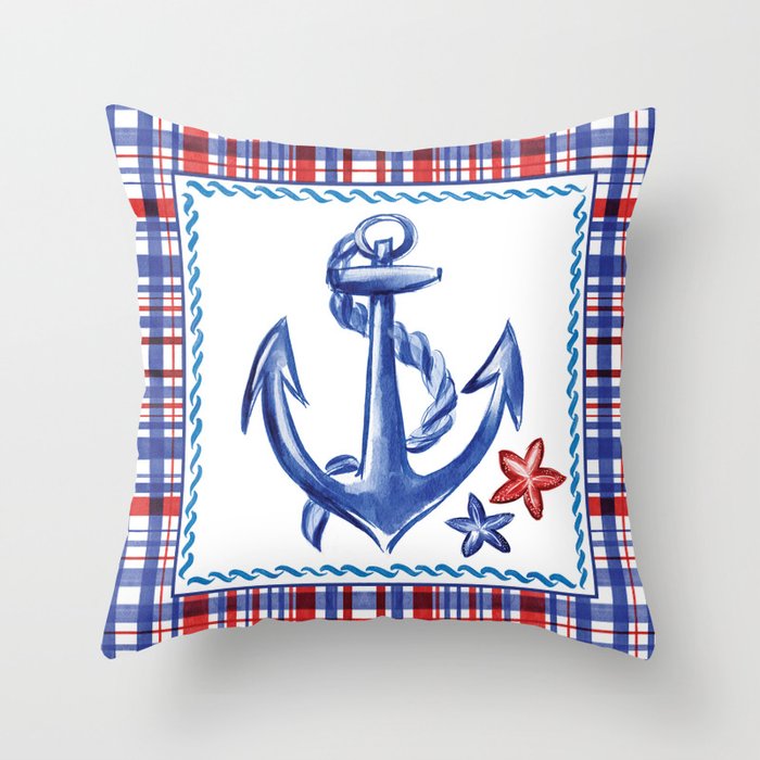 Anchor Starfish 3 Throw Pillow
