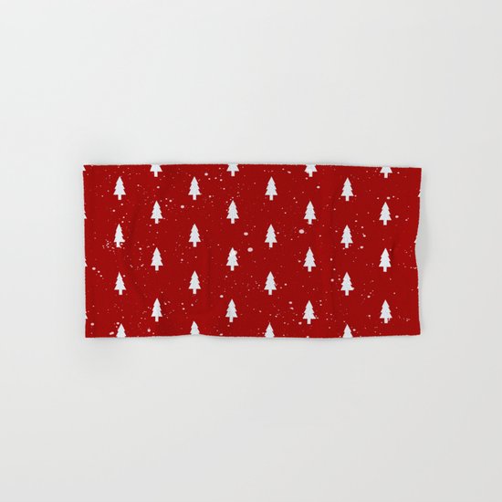 Cristmas Trees Pattern Red And White Hand & Bath Towel