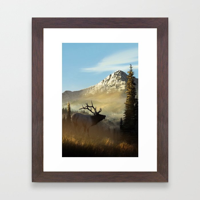 Elk Bugle Framed Art Print