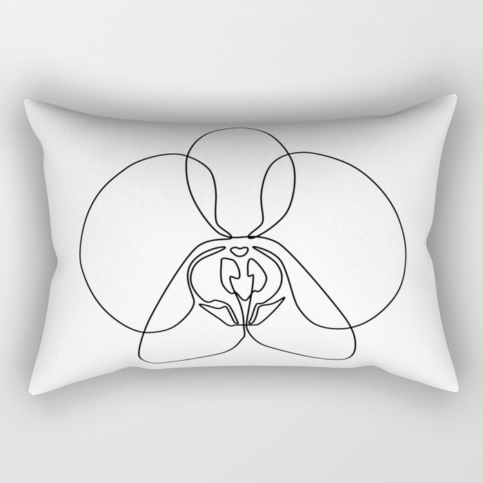 One-Line Orchid Rectangular Pillow