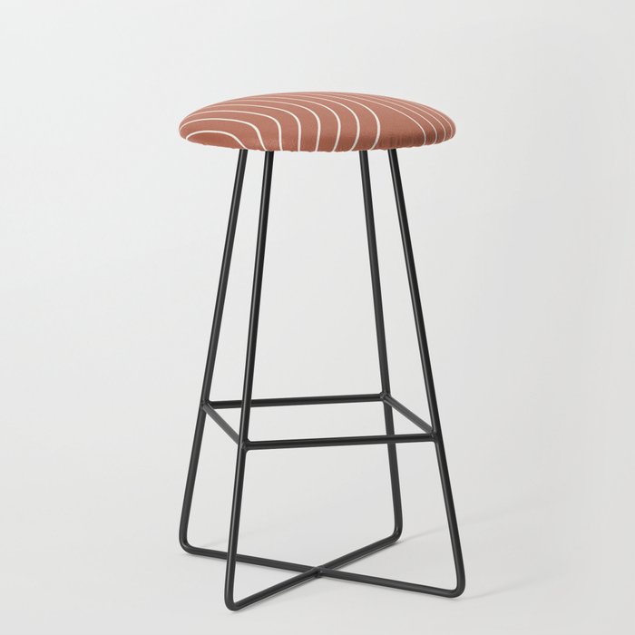 Minimal Line Curvature XCIV Coral Red Mid Century Modern Arch Abstract Bar Stool