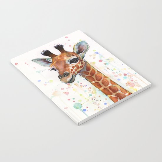 Giraffe Baby Animal Watercolor Whimsical Nursery Animals Notebook