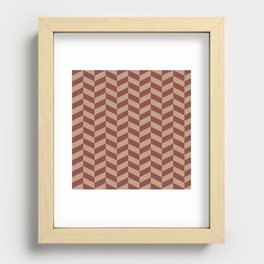 Cappuccino Coffee Brown Herringbone Zigzag Arrow Pattern Recessed Framed Print