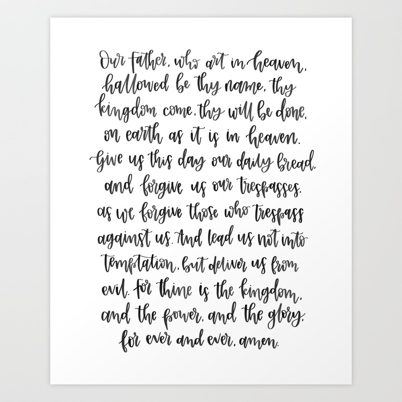 The Lord S Prayer Hand Lettered Design Calligraphy Art Print