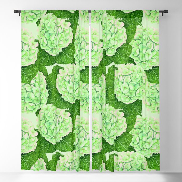 Hydrangea watercolor pattern  Blackout Curtain
