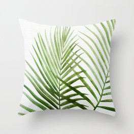 Fresh Palm Fronds Watercolor Throw Pillow
