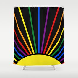 retro colorful sun illustration  Shower Curtain