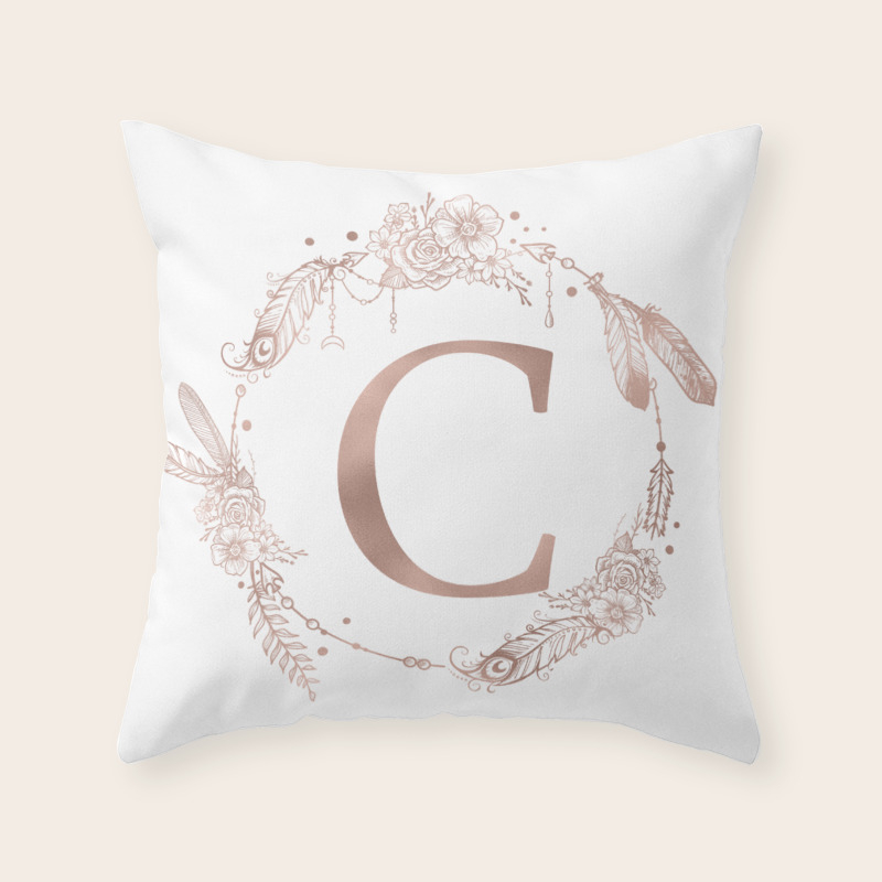 Letter C Rose Gold Pink Initial Monogram Throw Pillow By Naturemagick Society6