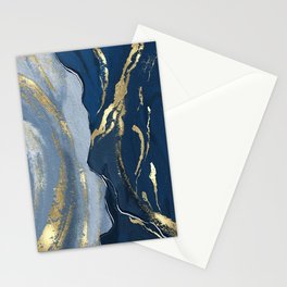 Brush stock texture, gold foil effect, blue and white B Stationery Card