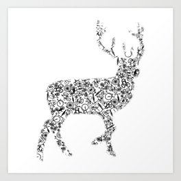 Deer Majestically From Bicycles Art Print
