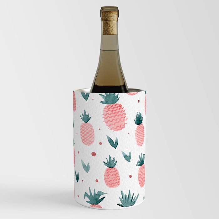 Watercolor pineapples - pastel pink Wine Chiller