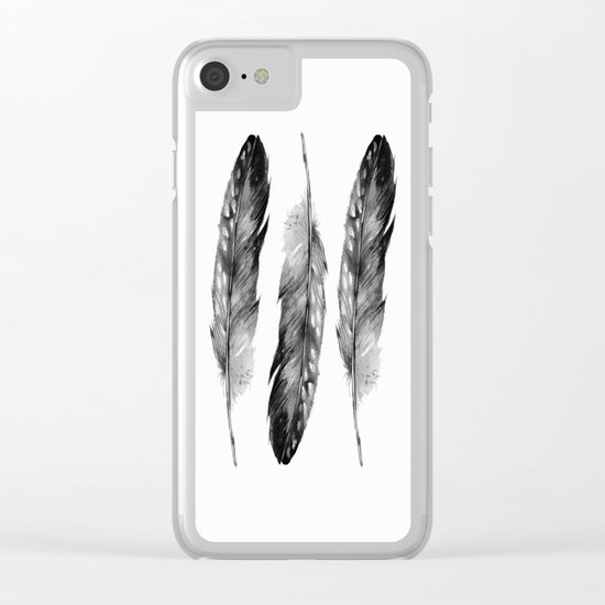 Three Feathers Black And White II Clear iPhone Case