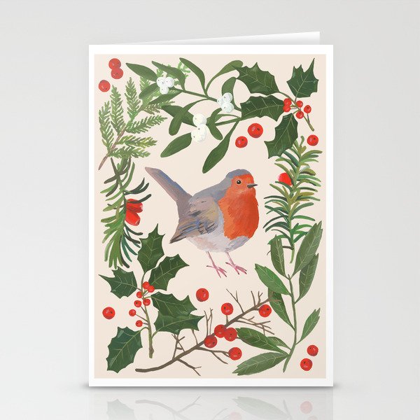 Robin in a Winter Garden Stationery Cards