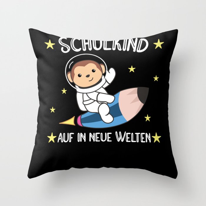 Kindergarten Monkey School Children Astronaut Throw Pillow