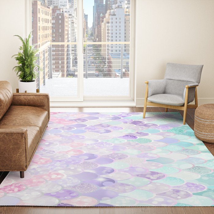 Cute Mermaid Pattern, Light Pink, Purple, Teal