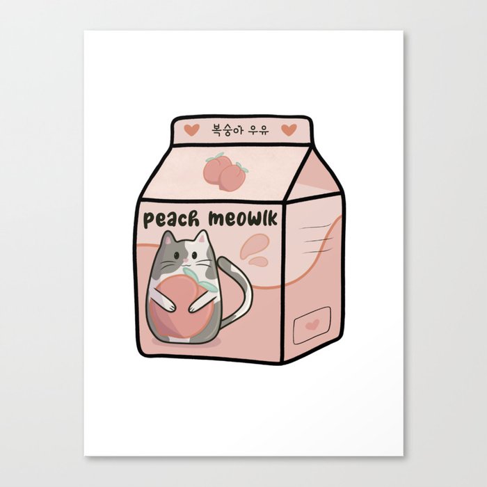 Peach Meowlk - Kawaii Milk Carton Canvas Print