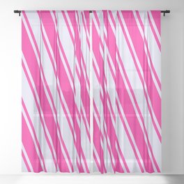 [ Thumbnail: Lavender & Deep Pink Colored Stripes Pattern Sheer Curtain ]