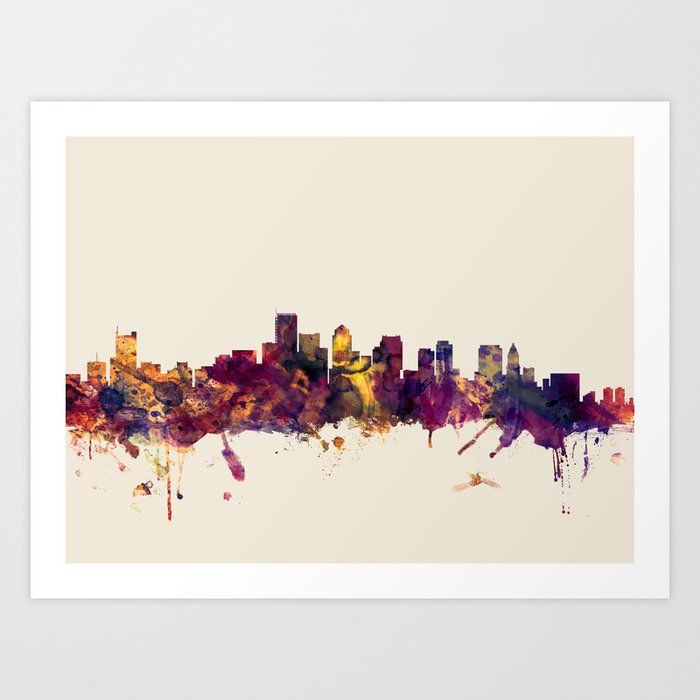 Boston Massachusetts Skyline Art Print