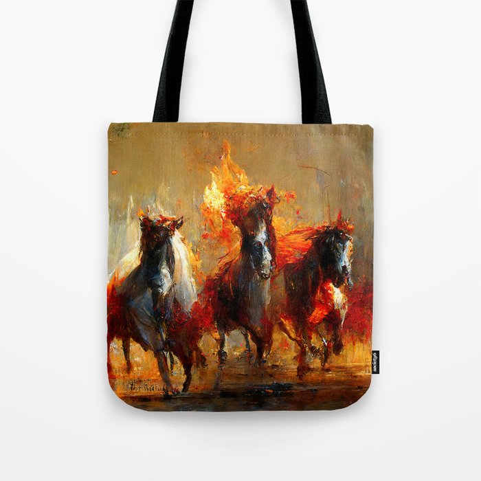 Flaming Horses Tote Bag