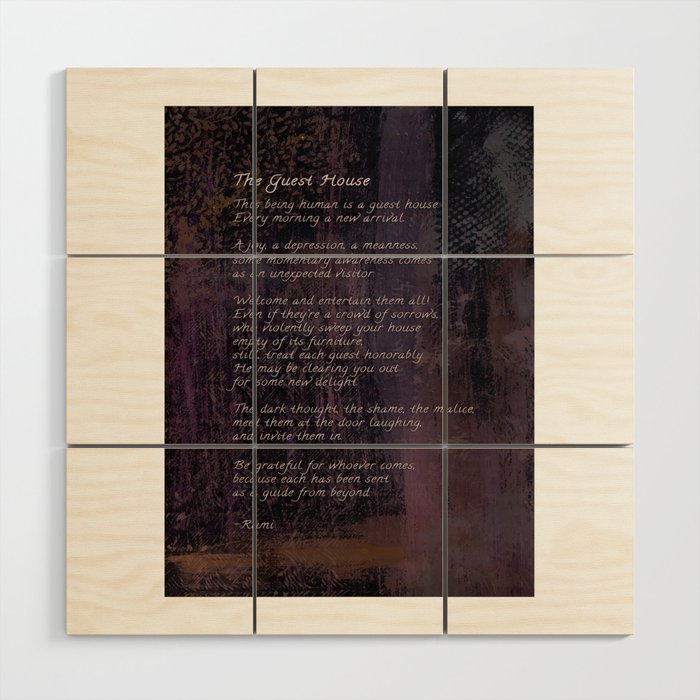 The Guest House by Rumi, Poetry Abstract Wall Art Wood Wall Art