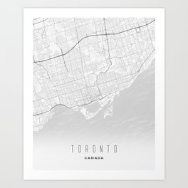 Toronto City Map - Light Art Print