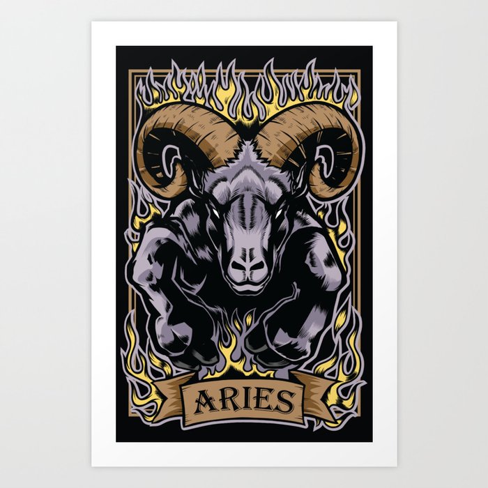 Aries Zodiac Sun Sign Ram Fire Astrology Art Print