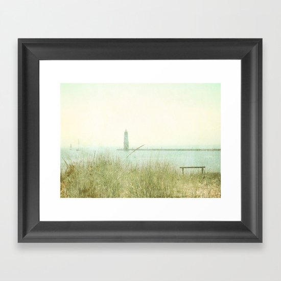 Two Boats and a Lighthouse Framed Art Print