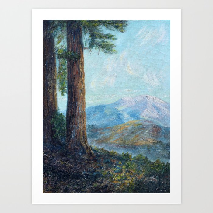 Redwood Grove, Santa Cruz, California landscape painting by Leonora Naylor Penniman Art Print