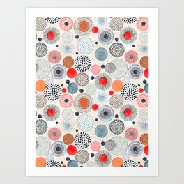 Geometric Coloured Circles Seamless Illustration Art Print