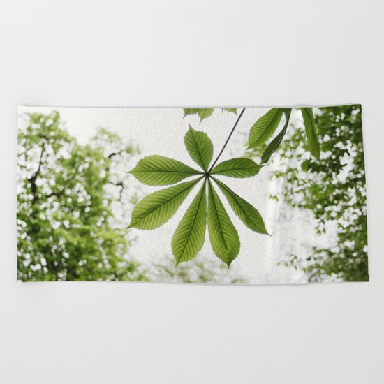 Green Spring Leaf Beach Towel
