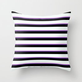 [ Thumbnail: Orchid, Dark Slate Blue, Black & Mint Cream Colored Lines/Stripes Pattern Throw Pillow ]