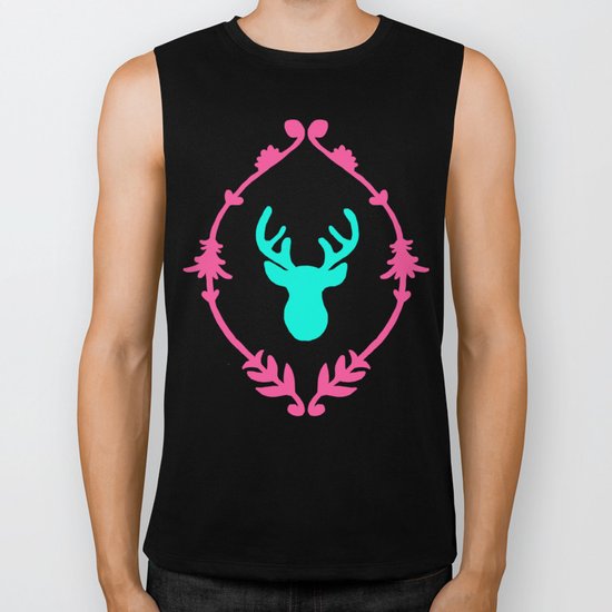 Oh Deer (teal dark) Biker Tank